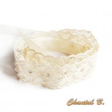 hoofdband bruiloft kant ivoor en strass haarband antiek kant