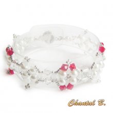 armband rood swarovski kristal parels en zilver geweven