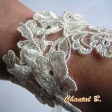 Ivory kant en strass bruiloft manchet armband