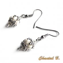 bruiloft oorbellen swarovski kristal parel en zilveren glazen kralen