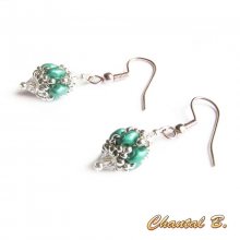 bruiloft oorbellen swarovski kristal parel smaragd glas kralen en zilver