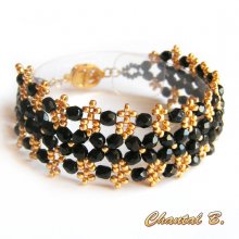 armband manchet geweven kralen bohemien zwart en goud bruiloft avond