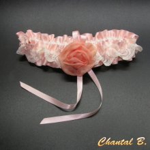 kousenband romantische lingerie ontwerper satijn roze poeder kant ivoor Rachel ivoor bloem chiffon