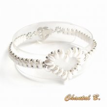 Bruiloft parel armband met witte parel hart en zilveren avond
