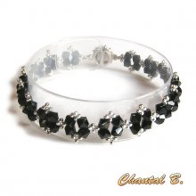 zwarte swarovski armband barok glans geweven kralen swarovski kristal zwart en zilver