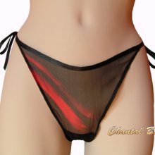 Zwart en rood zijden chiffon string SAINT VALENTIN -promotie 10 % voor 2 gekochte
