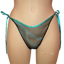 Turkoois en zwarte zijden chiffon string - 10% KORTING op 2 KOPERS