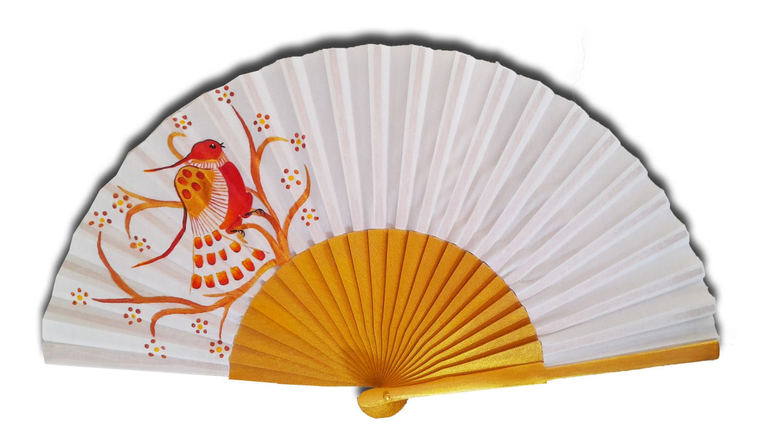Mooie waaier van satijn katoen geheel met de hand beschilderd "Amate de Oaxaca".