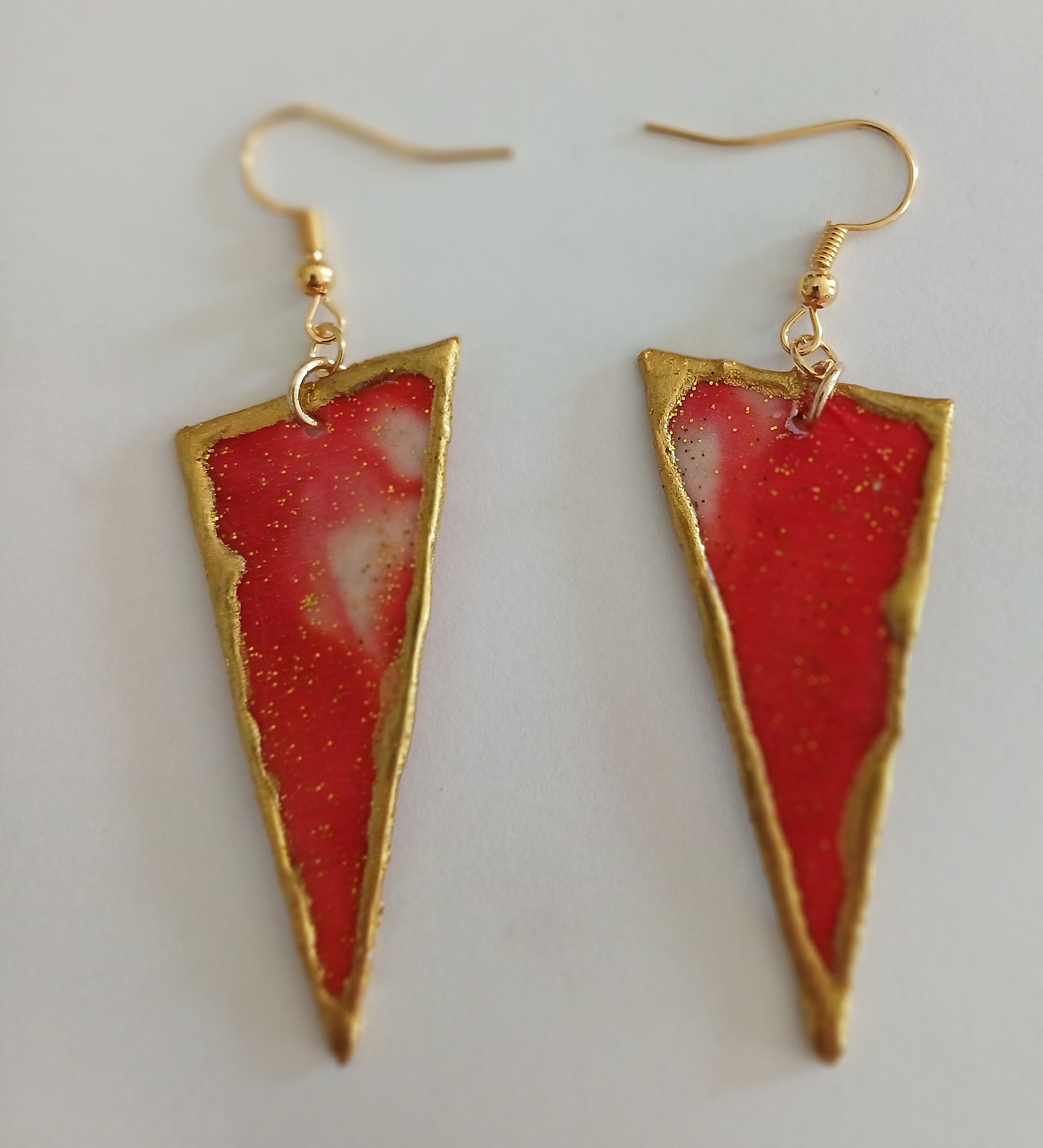 Boucles d oreilles tr&eacute;s l&eacute;g&egrave;res en soie peinte recto verso