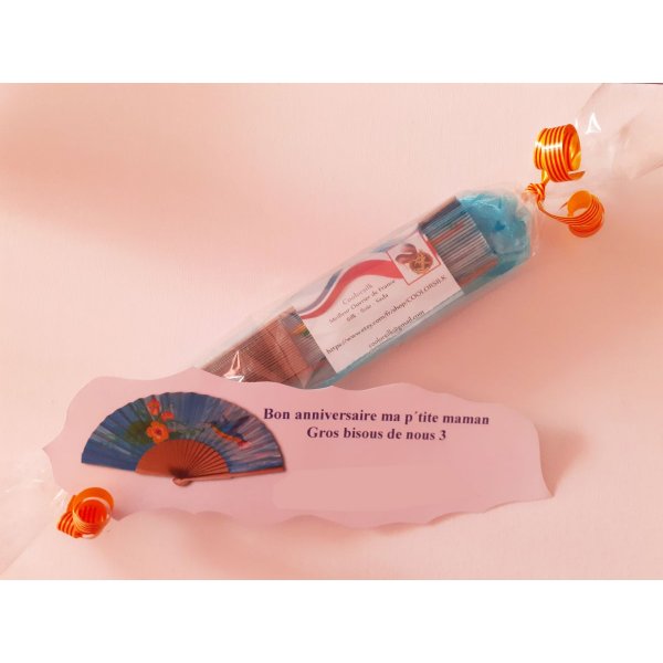 Handgetekende en geschilderde katoenen satijnen waaier "Monarcor