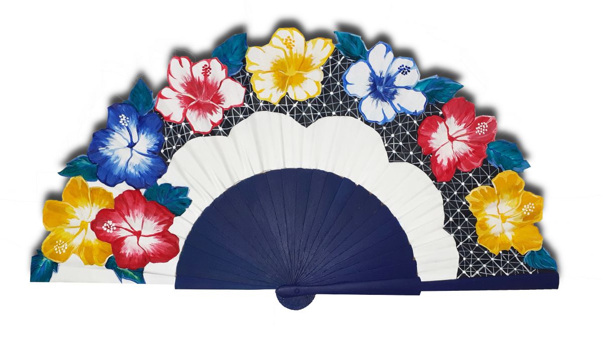 Handgetekende en geschilderde satijnen waaier "OAXAQUEÑA