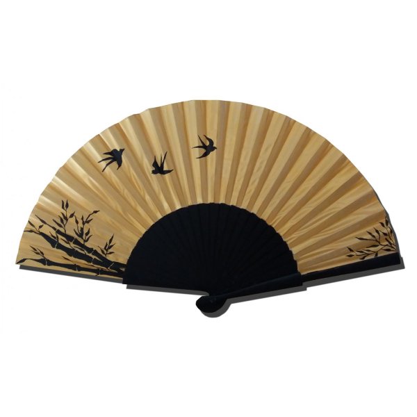 Handgetekende en geschilderde satijnen waaier "Liberty