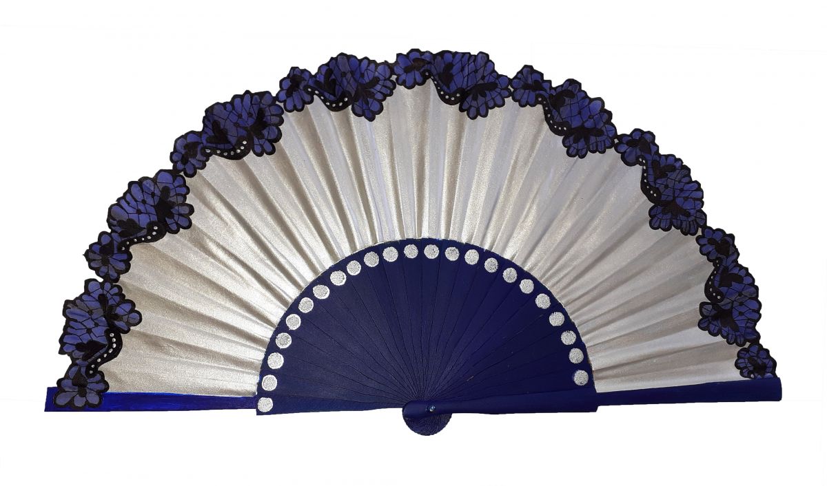 Handgetekende en geschilderde katoenen satijnen waaier "Flamenca
