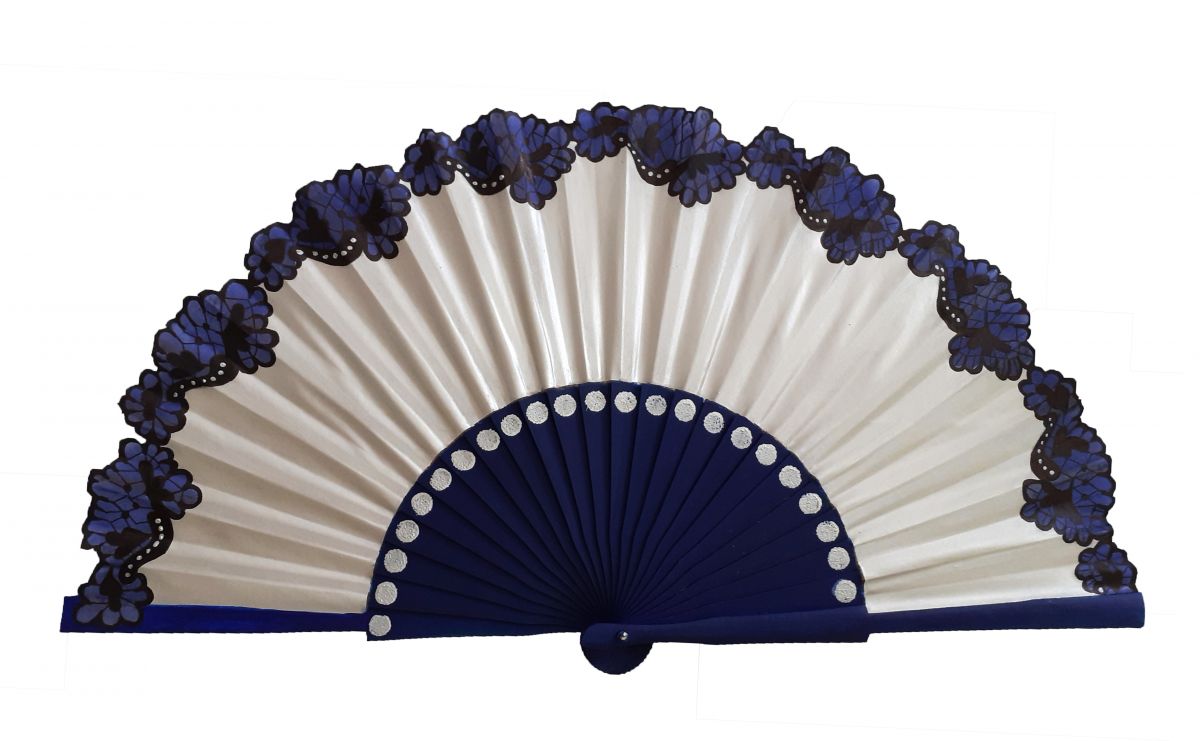 Handgetekende en geschilderde katoenen satijnen waaier "Flamenca