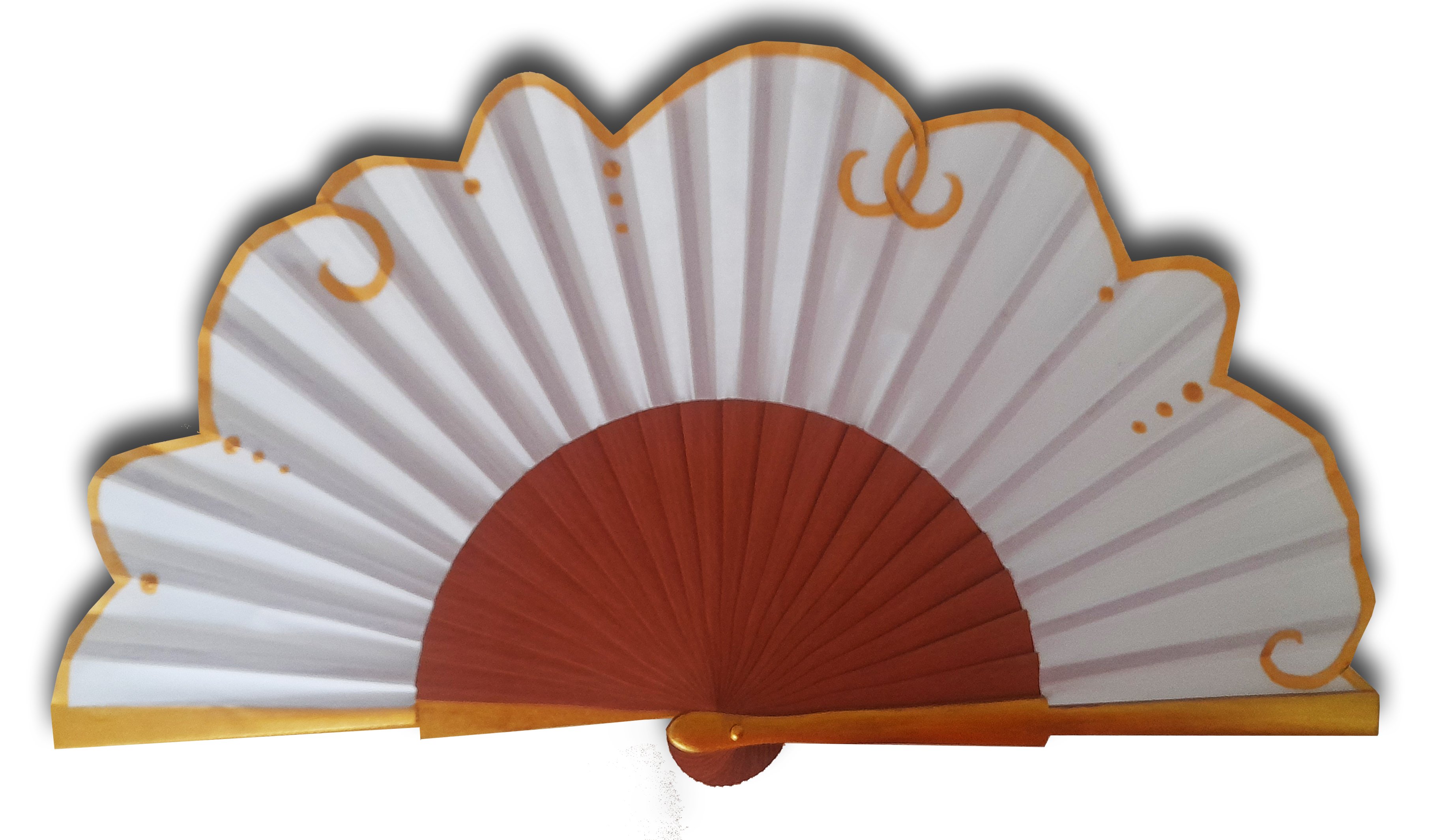 Eventail en soie dessin&eacute; et peint &agrave; la main 