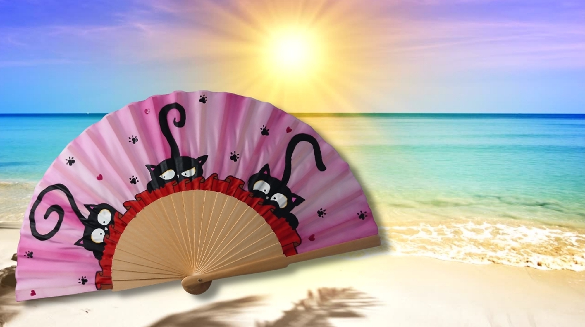 Eventail en soie haut de gamme bois sycomore