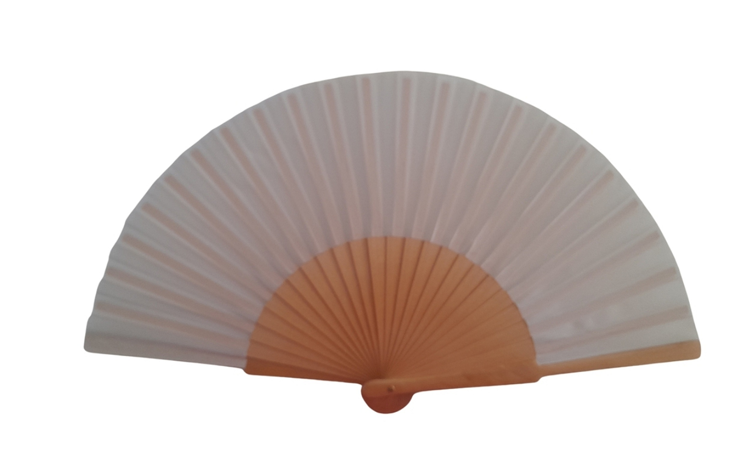 Eventail &agrave; customiser en soie blanche Habotai 10 bois sycomore