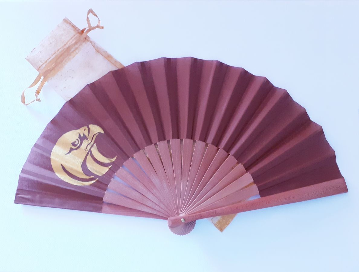 Unisex handgeschilderde katoenen waaier. "Emiraten" 19cm