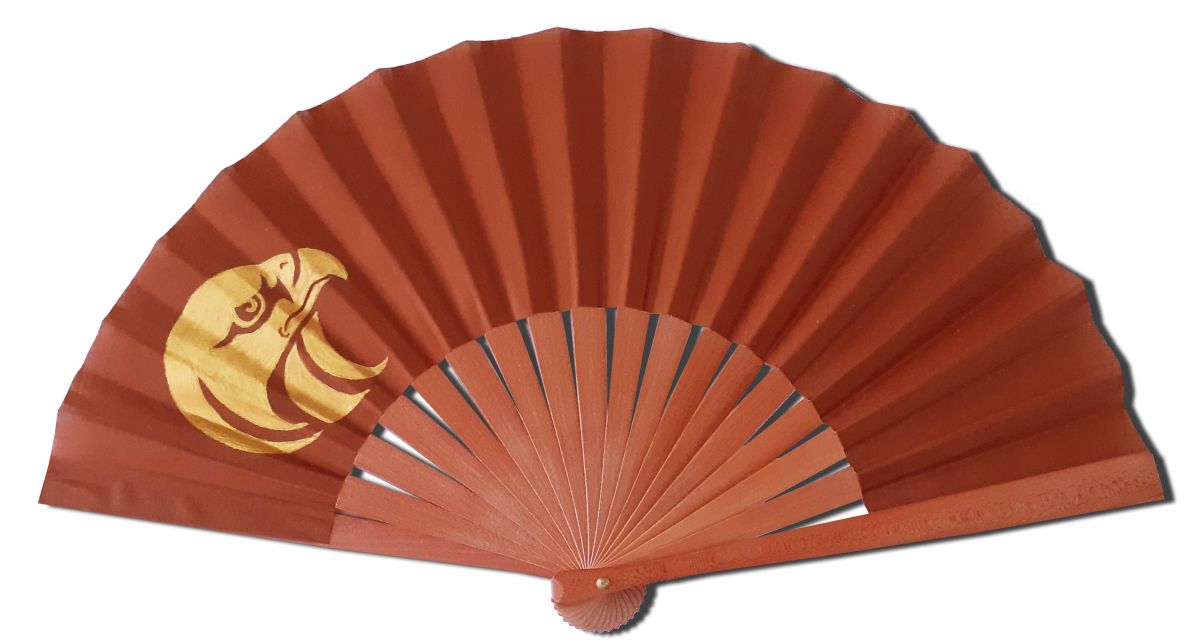 Unisex handgeschilderde katoenen waaier. "Emiraten" 19cm