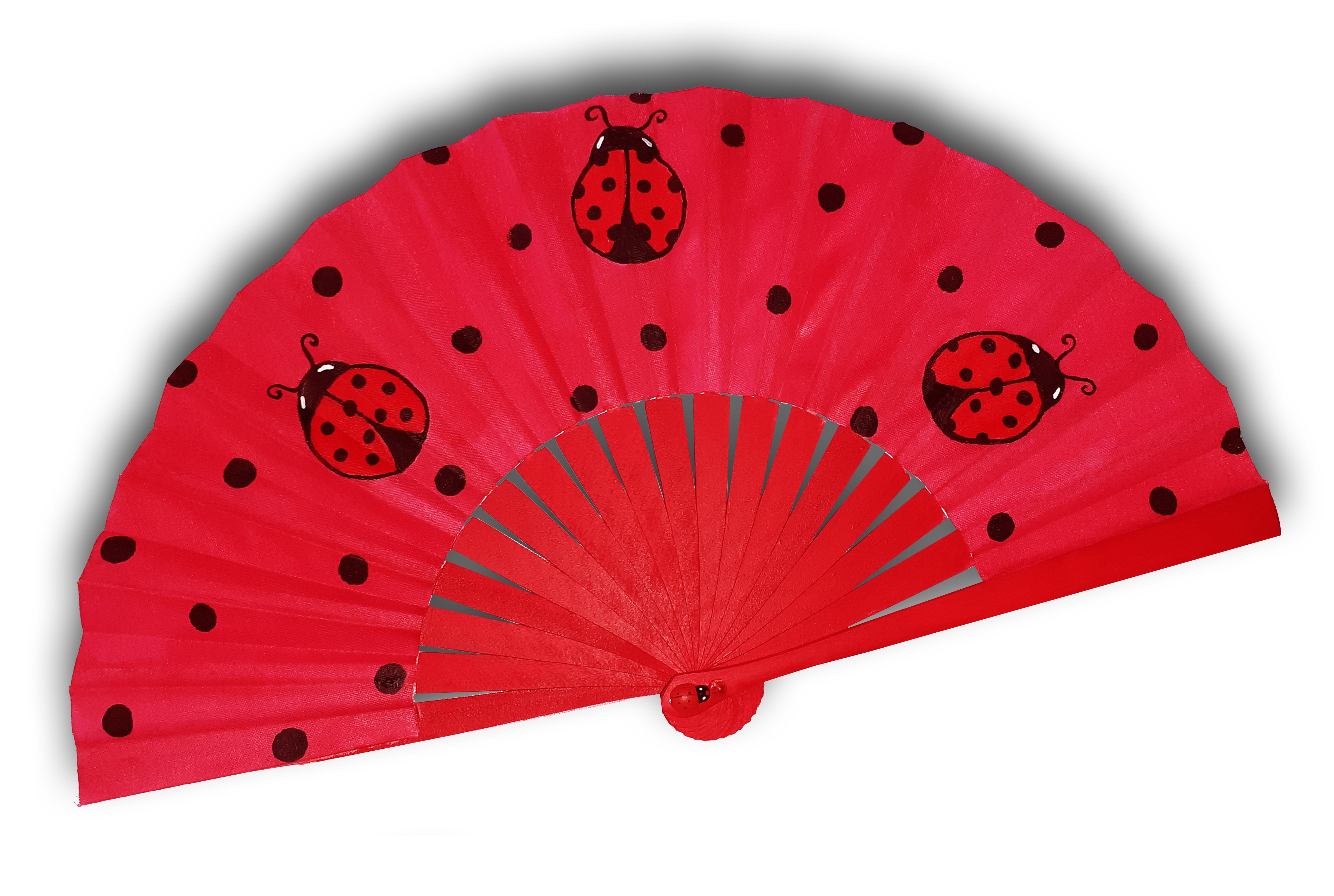 Mijn eerste handgetekende en geschilderde katoenen waaier "Cocci mini