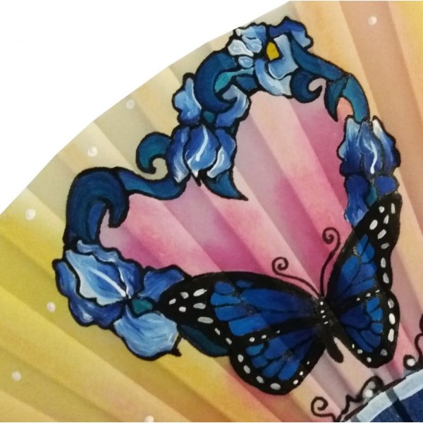 Handgetekende en geschilderde satijnen waaier "Valentijn