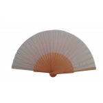 Eventail à customiser en soie blanche Habotai 10 bois sycomore