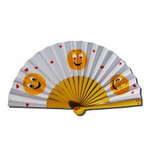 Mijn eerste handgetekende en geschilderde katoenen waaier 'Emoji
