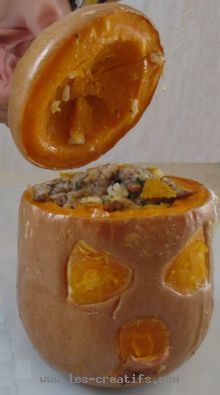 Courge farcie, glauque à souhait pour Halloween !