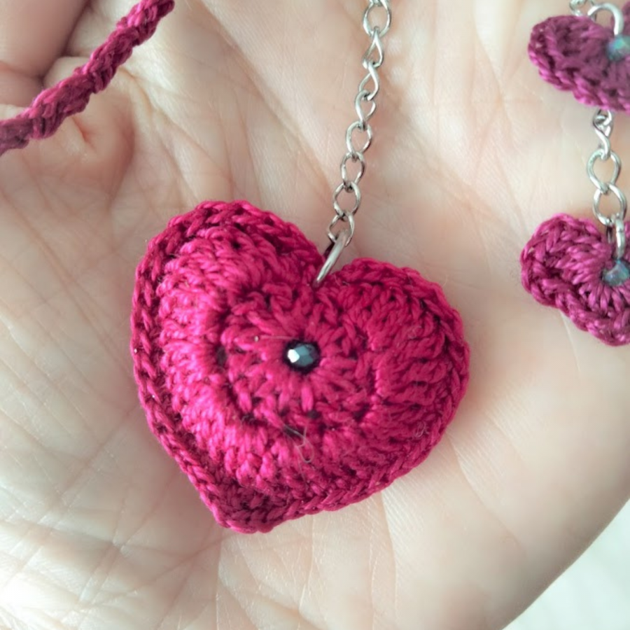 Hart" tas juweel Fuchsia