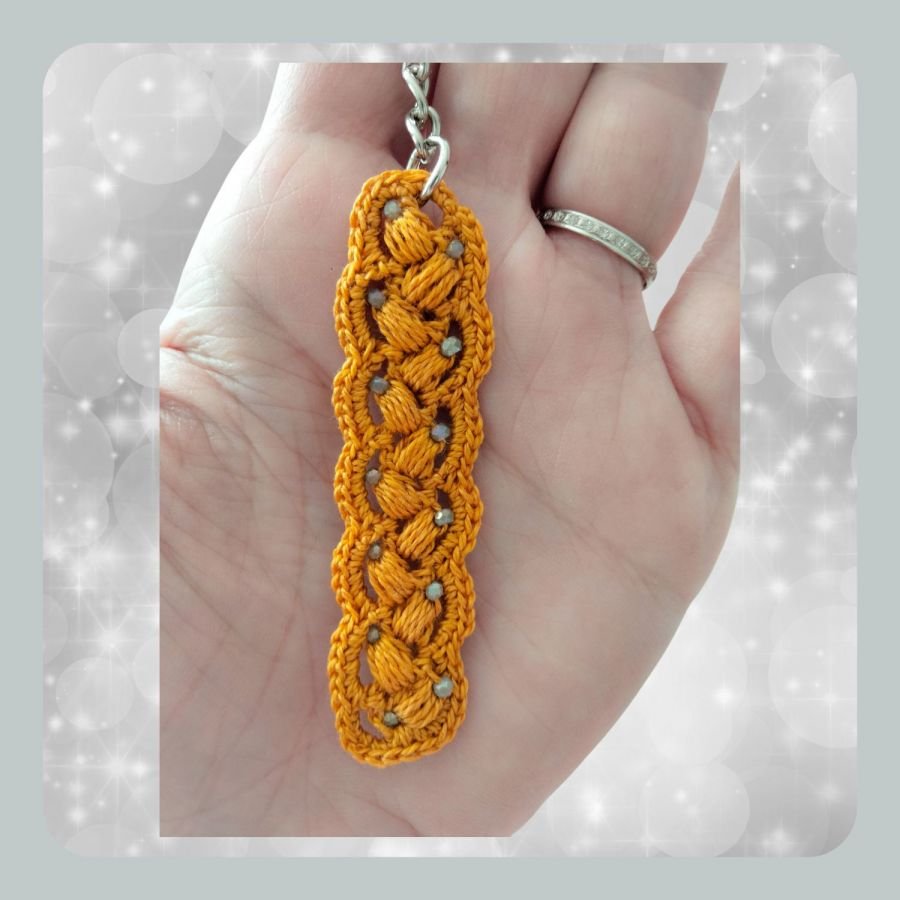 Sleutelhanger "Gouden mosterd" kleine kralen
