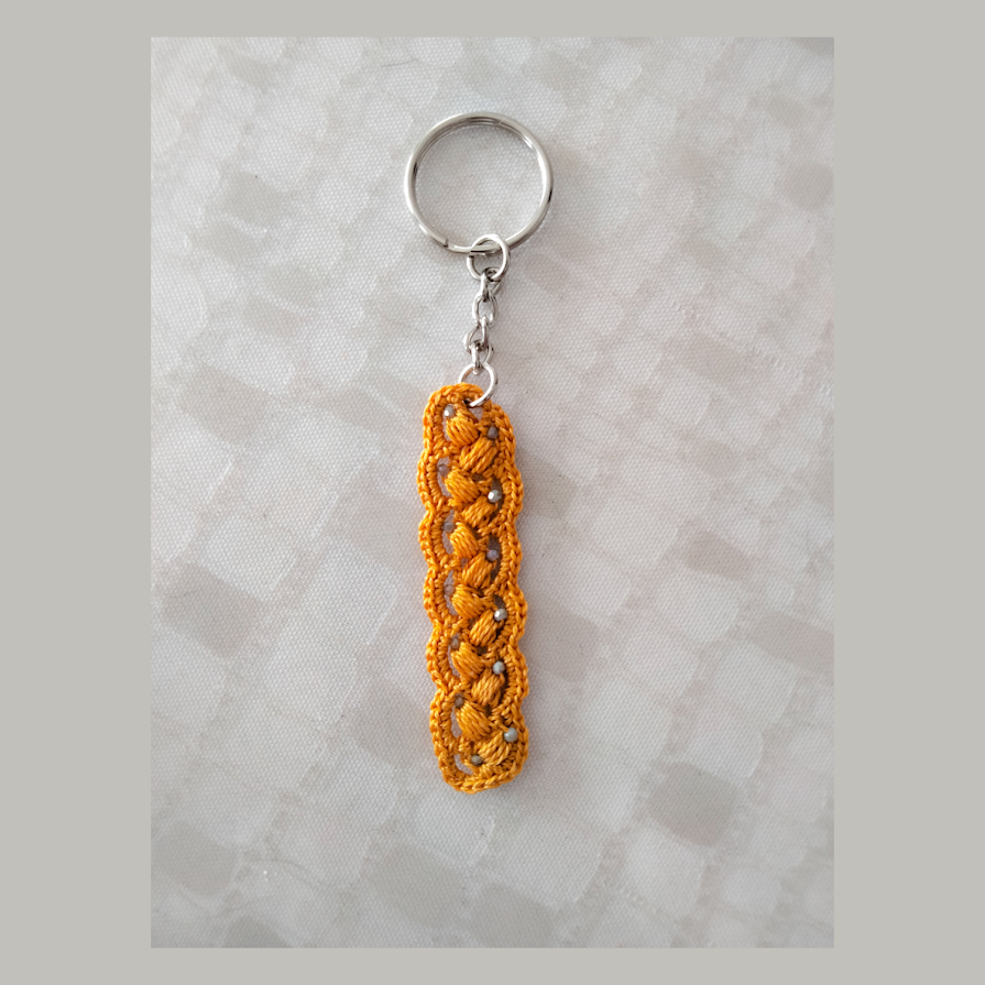 Sleutelhanger "Gouden mosterd" kleine kralen