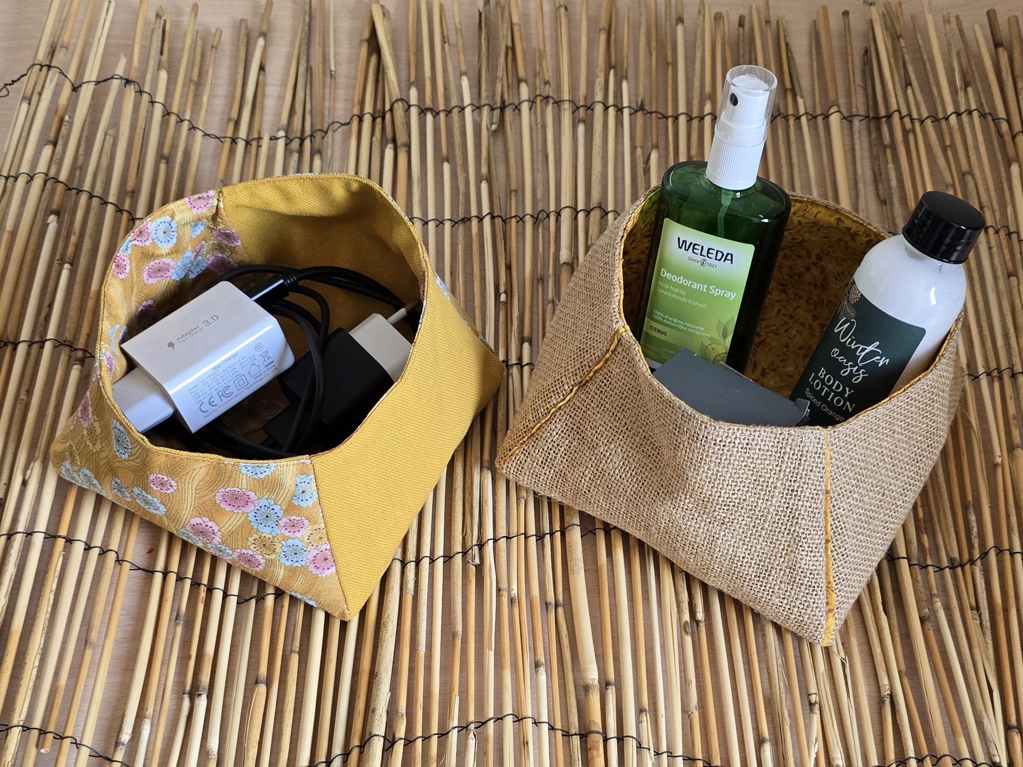 Vide poches en toile de jute de forme trapèze