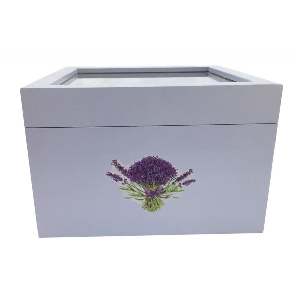 Houten kistje met glazen deksel. Model : lavendula.