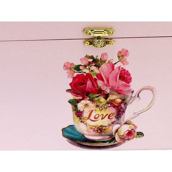 Houten doos en glazen deksel. Model : rozenthee