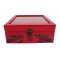 Schuine houten kist met glazen deksel. Model : rode draak