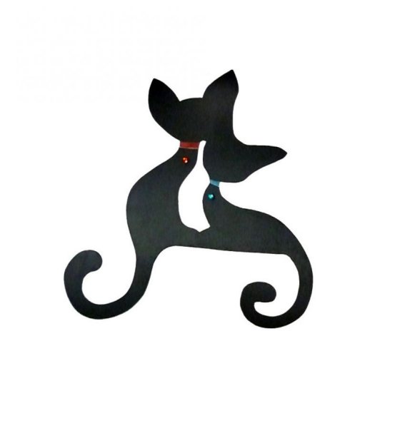 Muur- of deurbord groot paar kat in omhelzing een strasse 43x41 cm