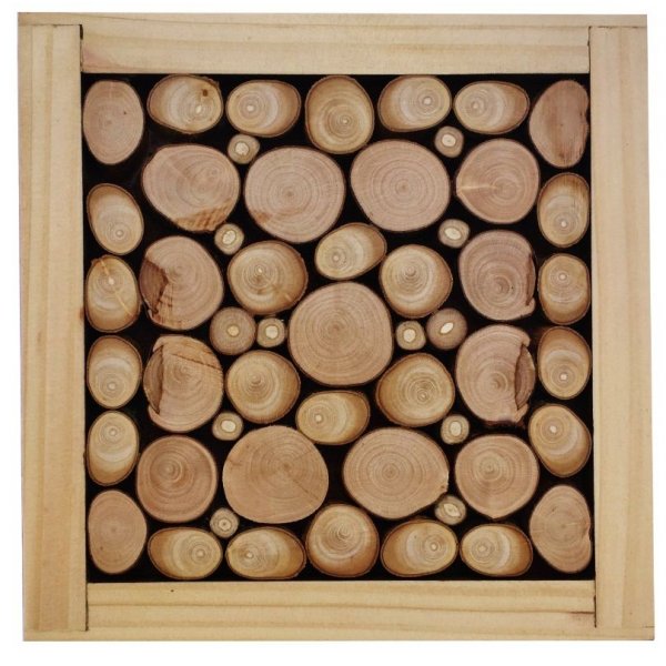 Tafelmat in hazelnoot/lila houtblokken, omkeerbaar in een kopje met goudkleurige craquel&eacute; decoratie