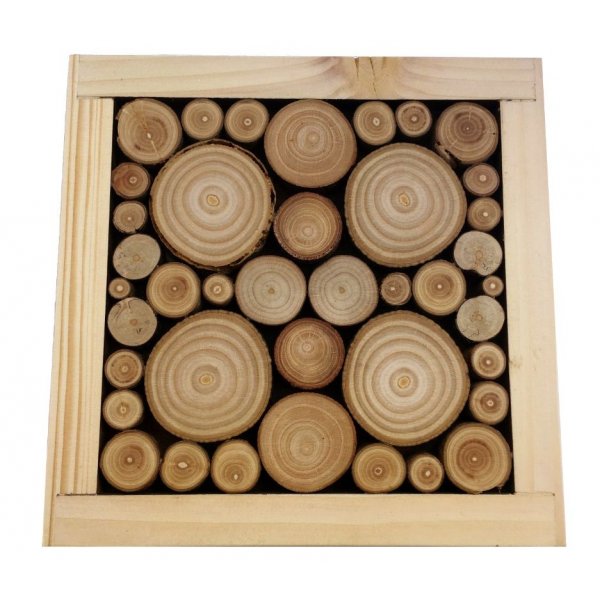 Tafelmat in laurier / hazelnoot houtblokken, omkeerbaar in een kopje met jacquard hart decoratie