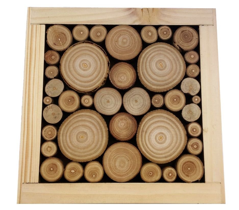 Tafelmat in laurier / hazelnoot houtblokken, omkeerbaar in een kopje met jacquard hart decoratie