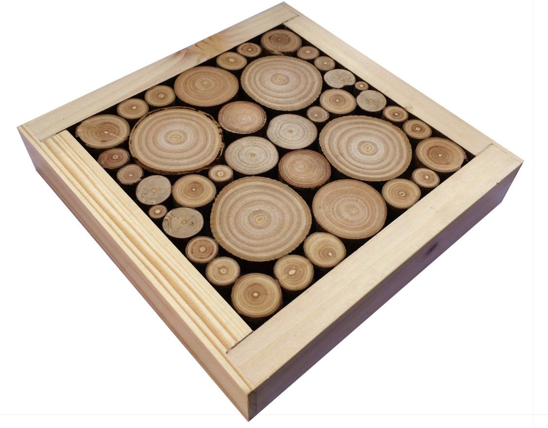 Tafelmat in laurier / hazelnoot houtblokken, omkeerbaar in een kopje met jacquard hart decoratie