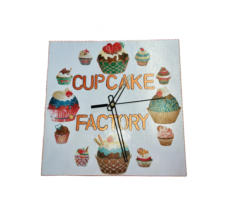 Houten klok carrer model "cup-cake 