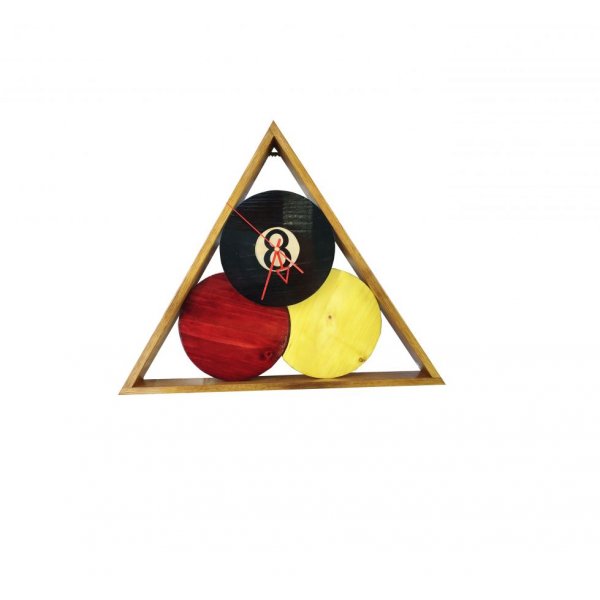 Klok in massief hout kastanje en grenen "biljart" model