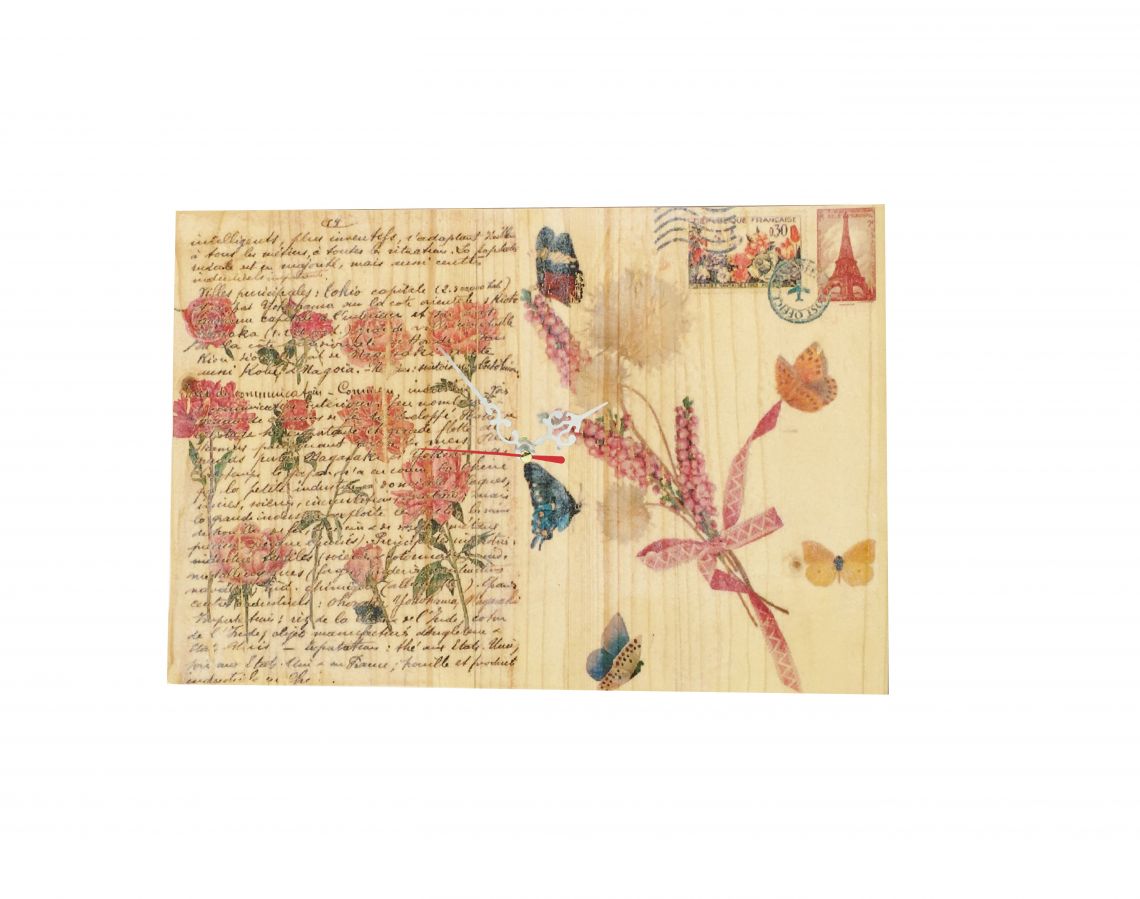 Rechthoekige wandklok decor Vintage postkaart