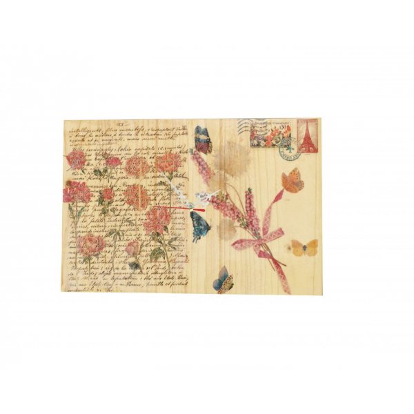 Rechthoekige wandklok decor Vintage postkaart