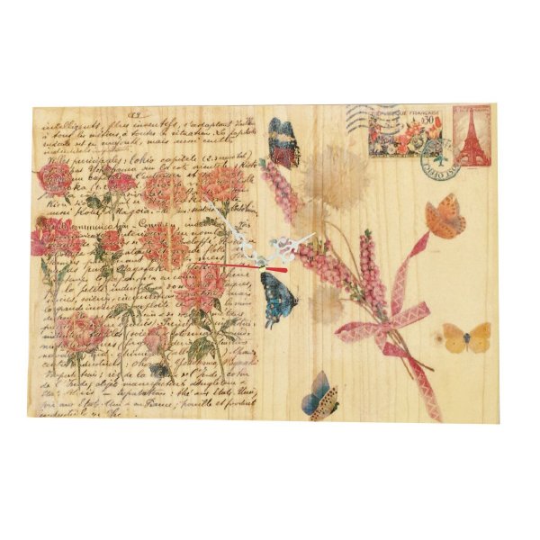 Rechthoekige wandklok decor Vintage postkaart