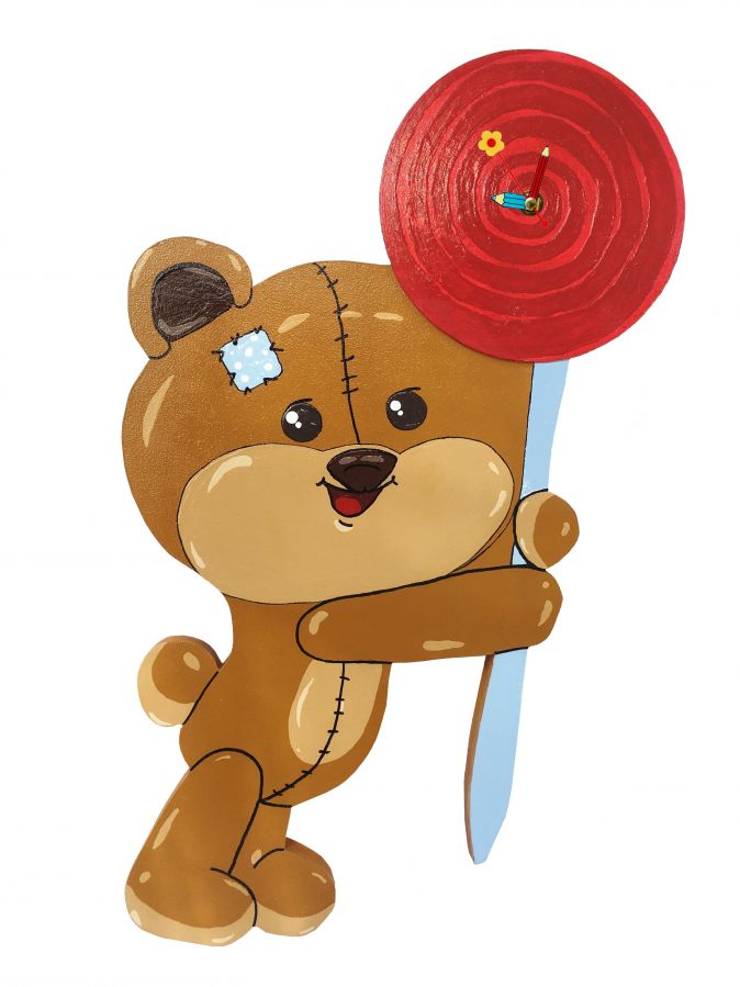 Klok "teddybeer en snoep" mdf kind