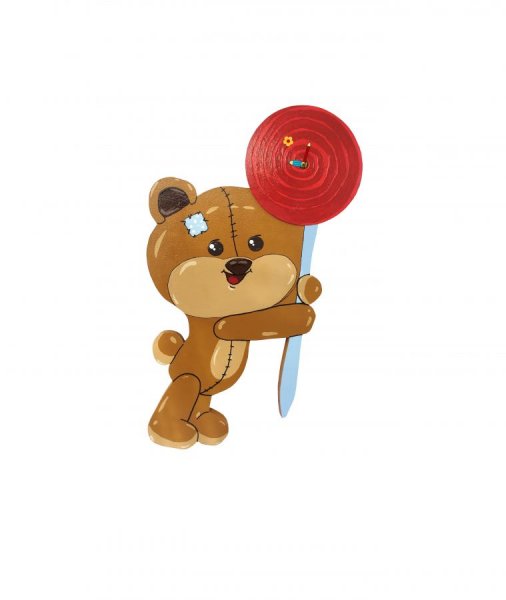 Klok "teddybeer en snoep" mdf kind