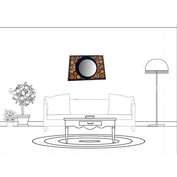 Rechthoekige spiegel in ebbenhout 31 x 22