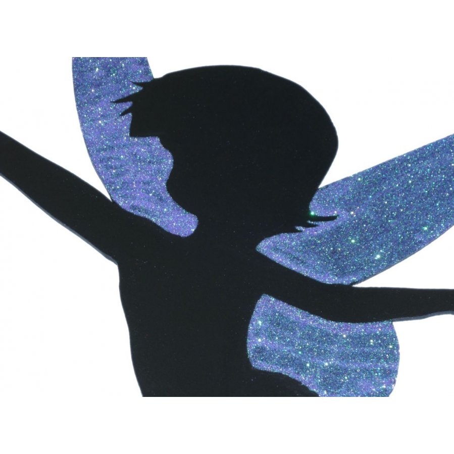 Houten wand- of deurbord model : dancing fairy 60x38 Cm Holografische glitter paars groen