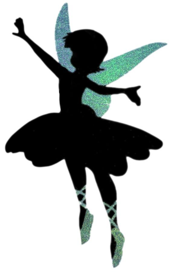 Houten wand- of deurbord model : dancing fairy 60x38 Cm Holografische glitter paars groen